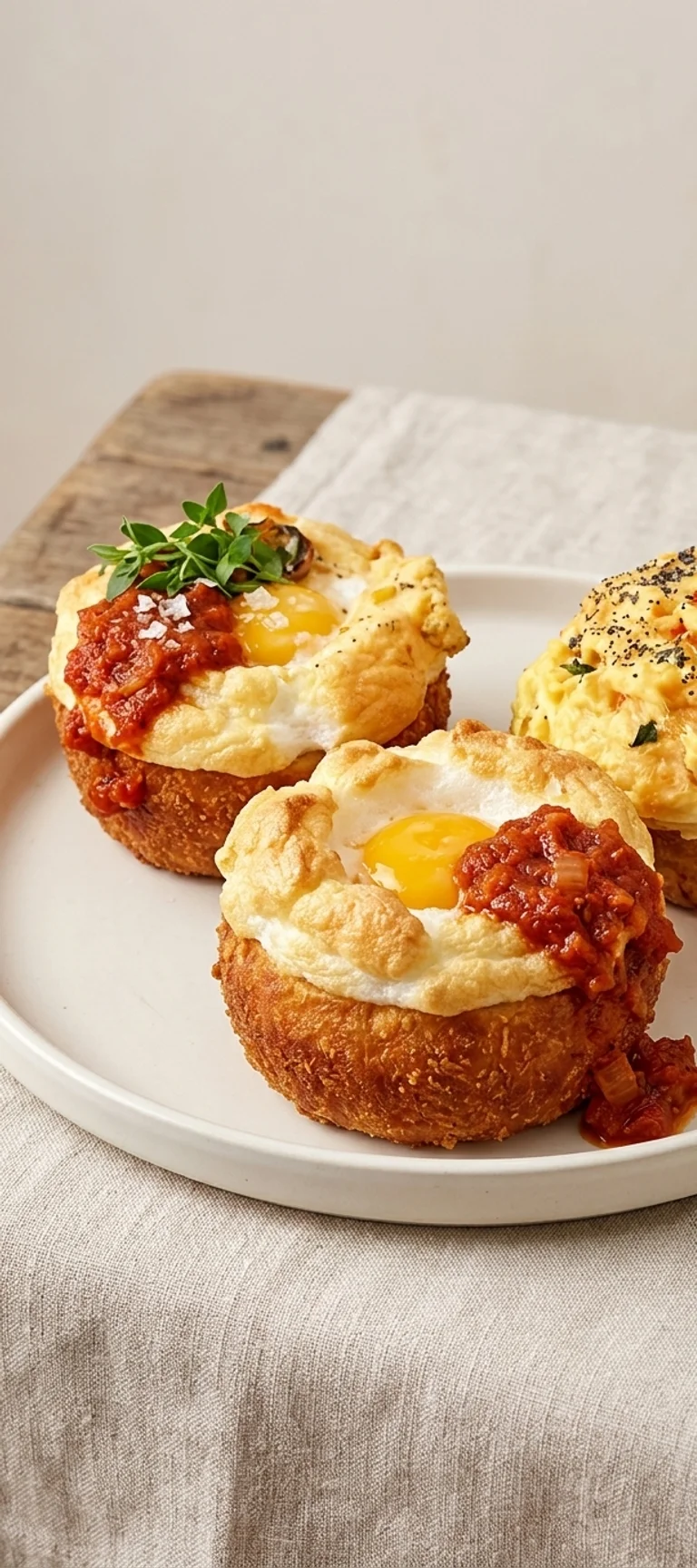 Булочки с яйцом и томатным соусом — рецепт с фото