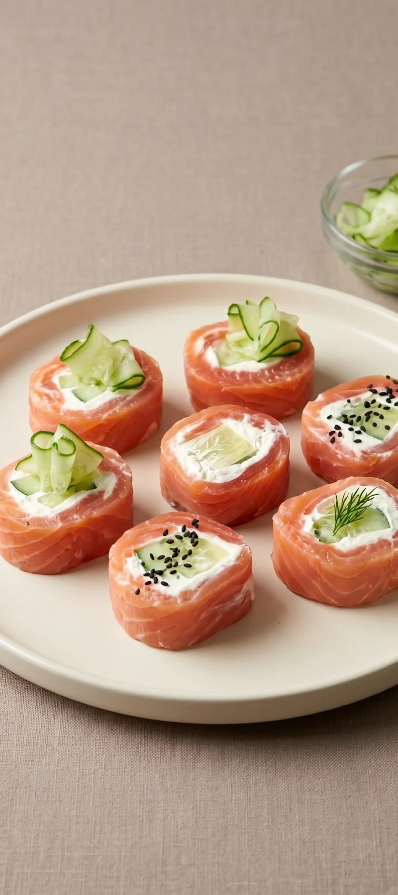 Форель с огурцом и сливочным сыром в рулетах — рецепт с фото