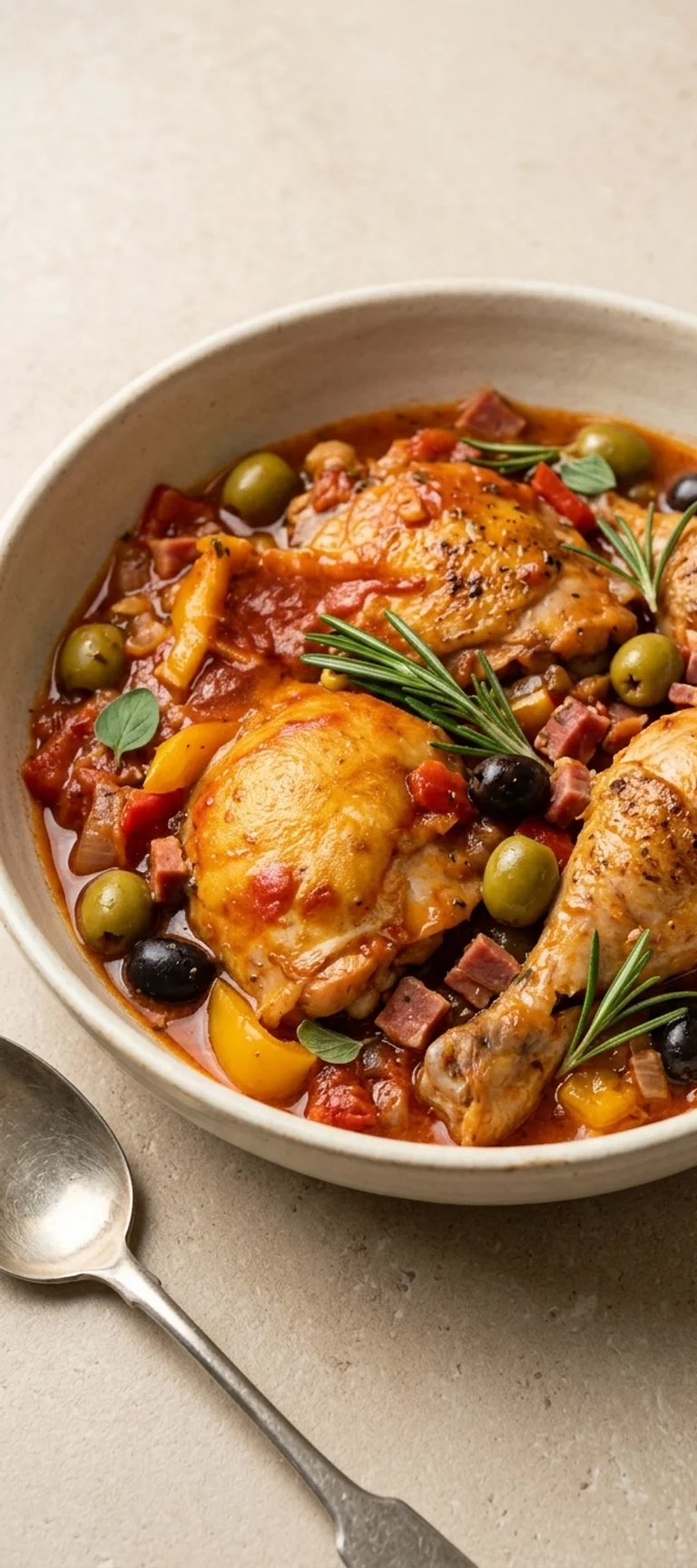 Курица с овощами и оливками по-испански — рецепт с фото