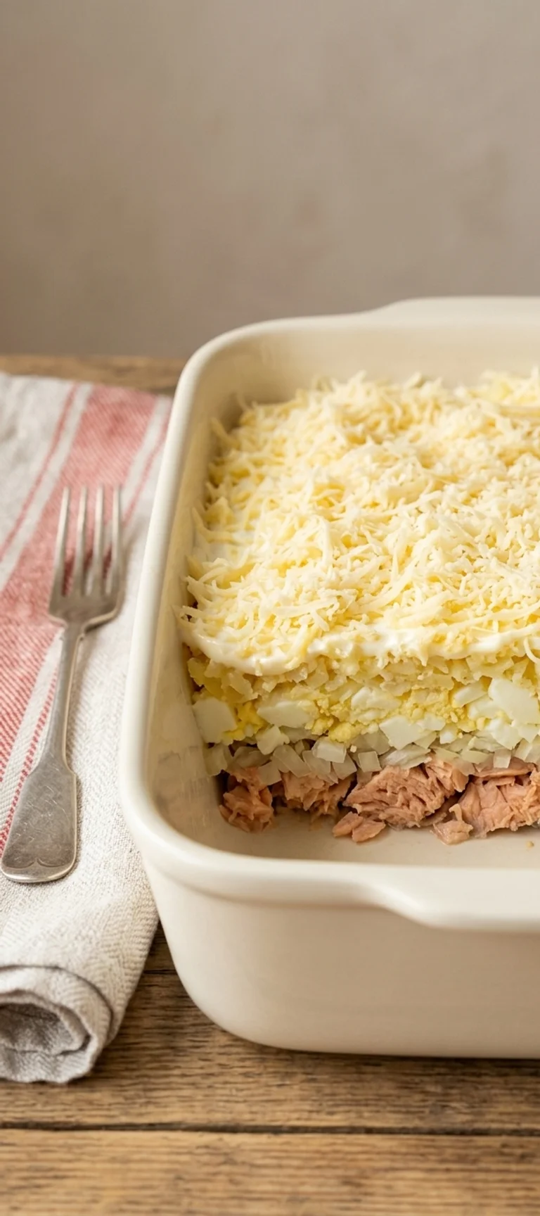 Слоёный салат с горбушей и яйцом — рецепт с фото