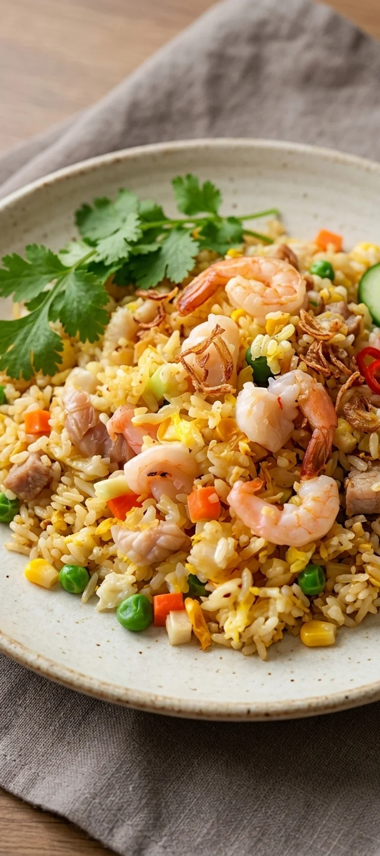 Индонезийский рис с креветками и мясом — рецепт с фото