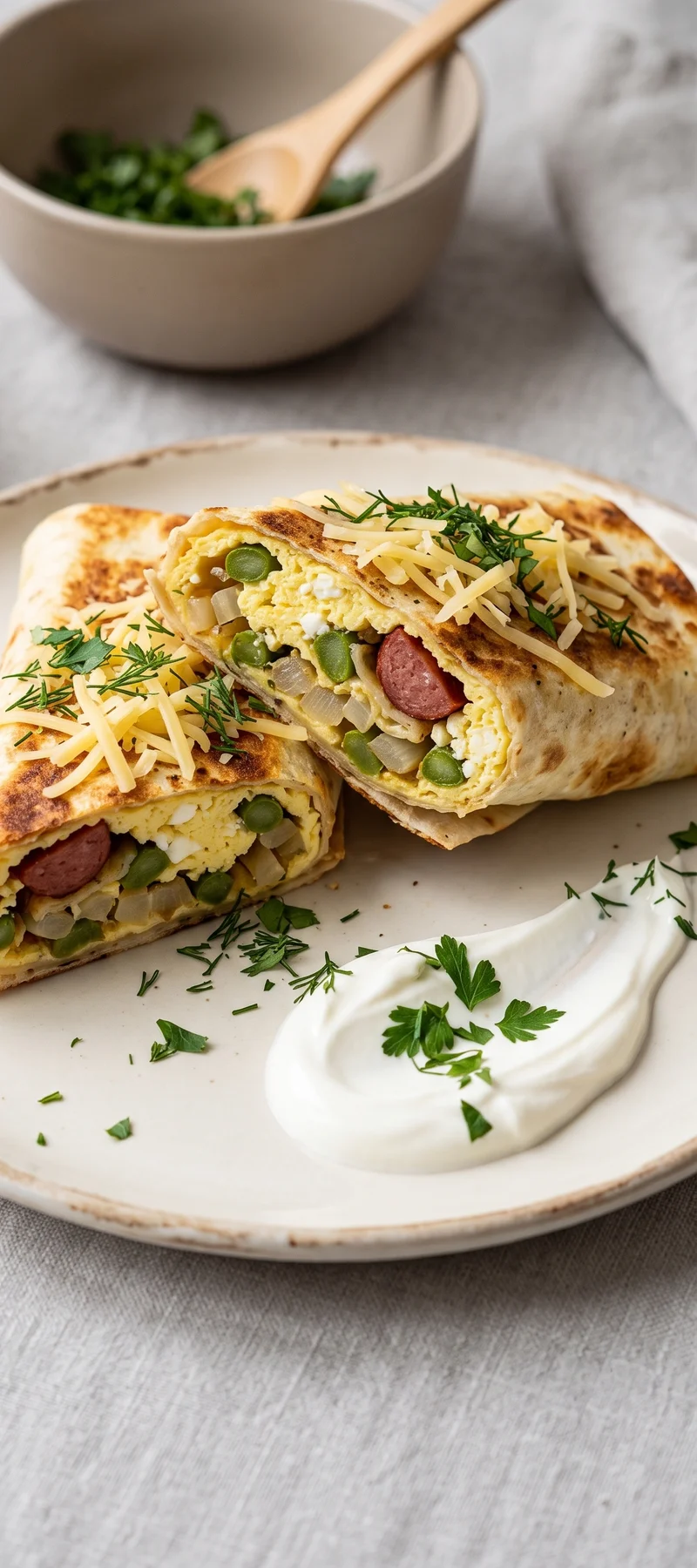 Лаваш с яйцами, творогом и овощной начинкой — рецепт с фото