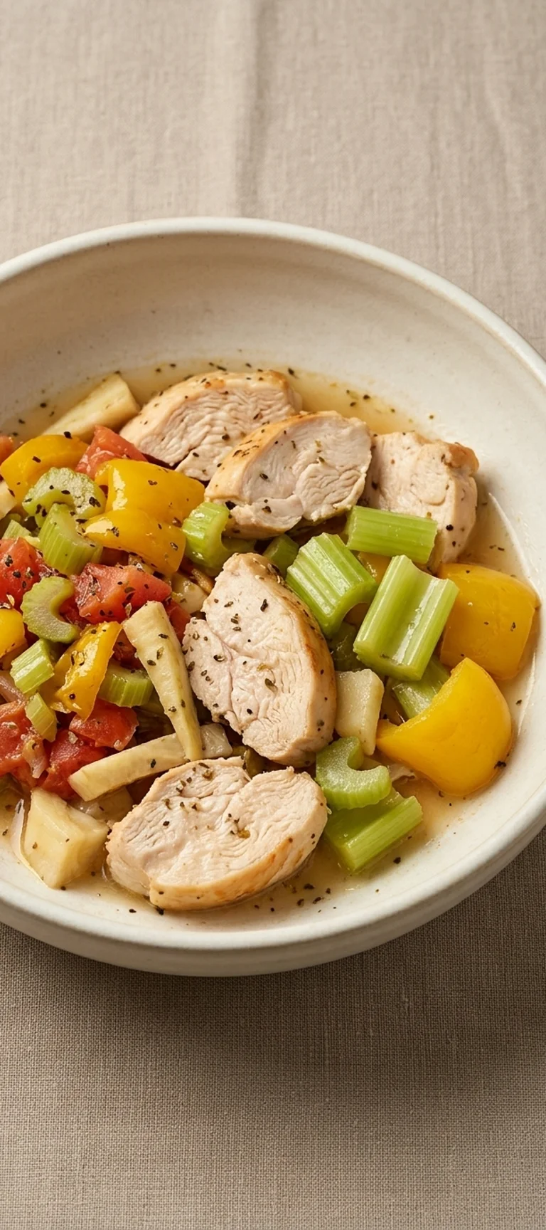 Тушеная куриная грудка с сельдереем и овощами — рецепт с фото