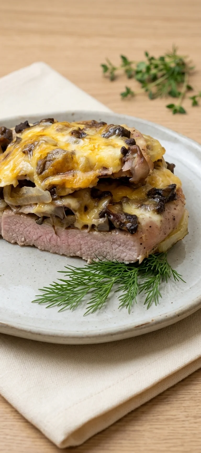 Запечённая свинина с грибами и сыром — рецепт с фото