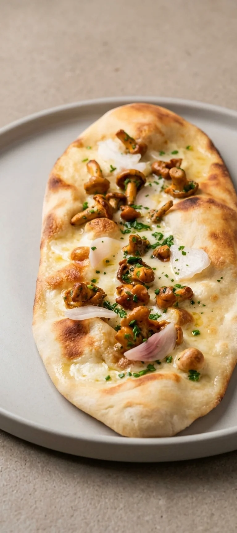 Лахмаджун с лисичками и сливочным соусом — рецепт с фото