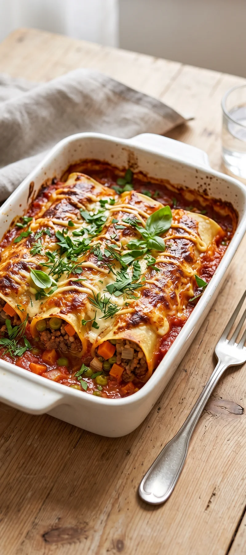 Каннеллони с говяжьим фаршем и овощами — рецепт с фото