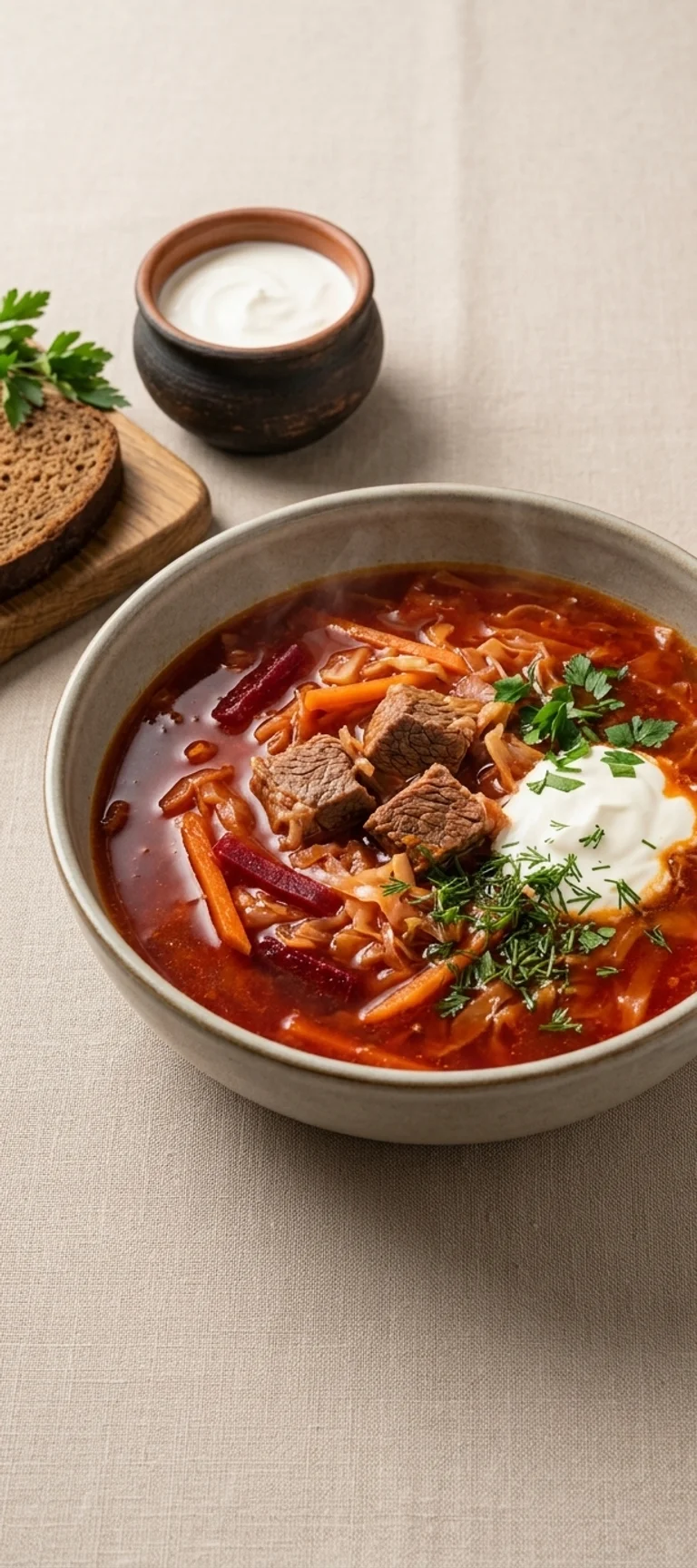 Борщ с говядиной и свежей капустой — рецепт с фото