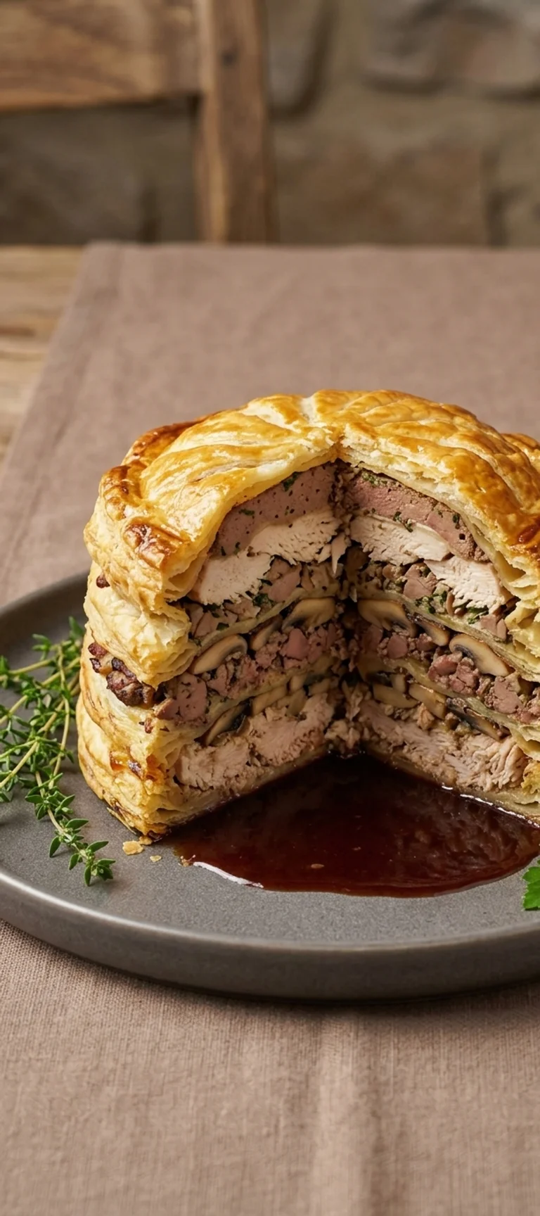 Слоеный пирог с курицей и печенью — рецепт с фото