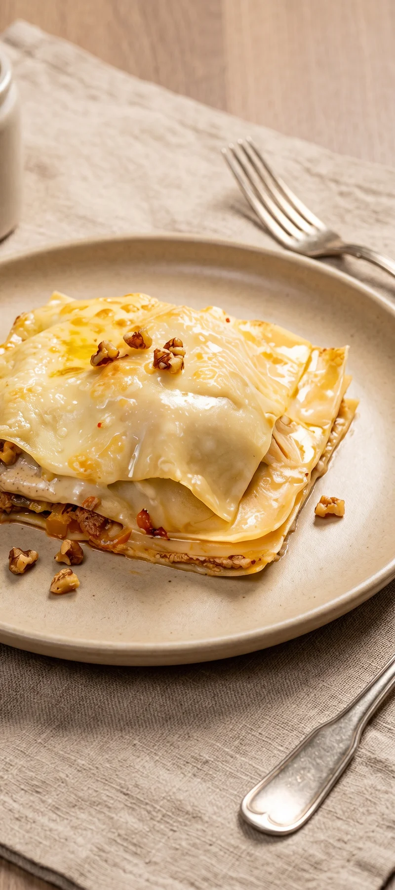 Чесночная лазанья с грецкими орехами — рецепт с фото