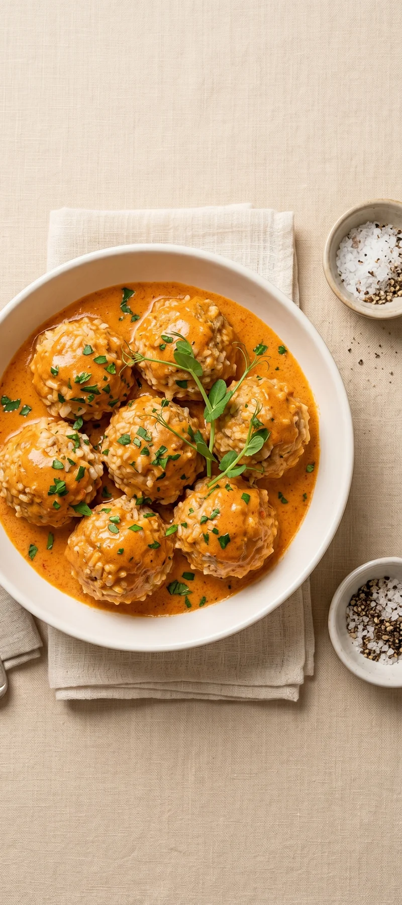 Куриные тефтели с рисом в сливочно-томатном соусе — рецепт с фото