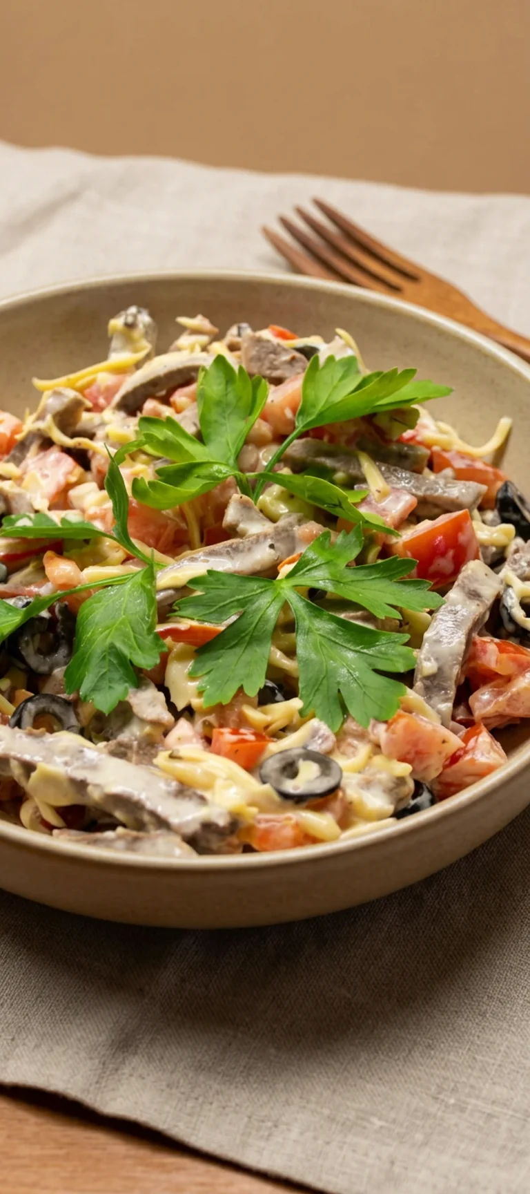Салат с говяжьим языком и помидорами — рецепт с фото