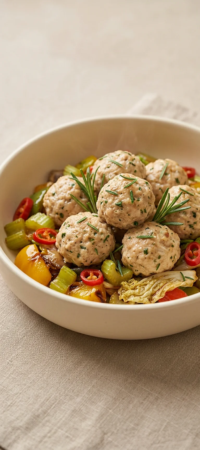 Куриные тефтели с розмарином и овощами — рецепт с фото