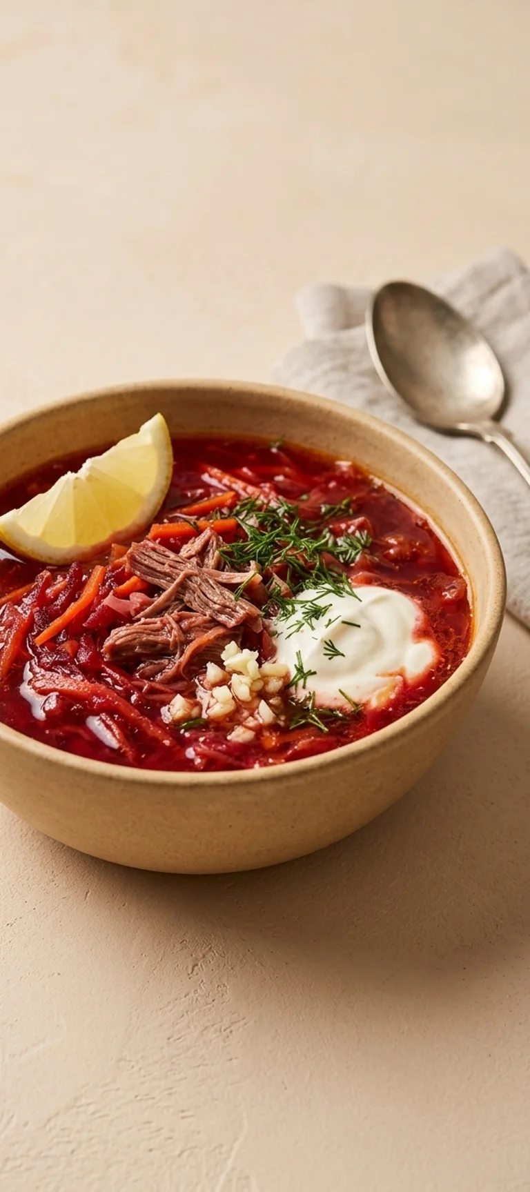 Борщ с говядиной и лимонной кислинкой — рецепт с фото