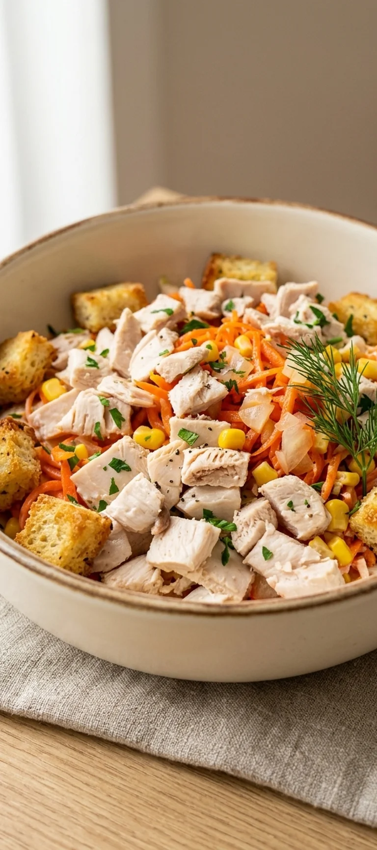 Салат с копченой курицей, кукурузой и корейской морковью — рецепт с фото