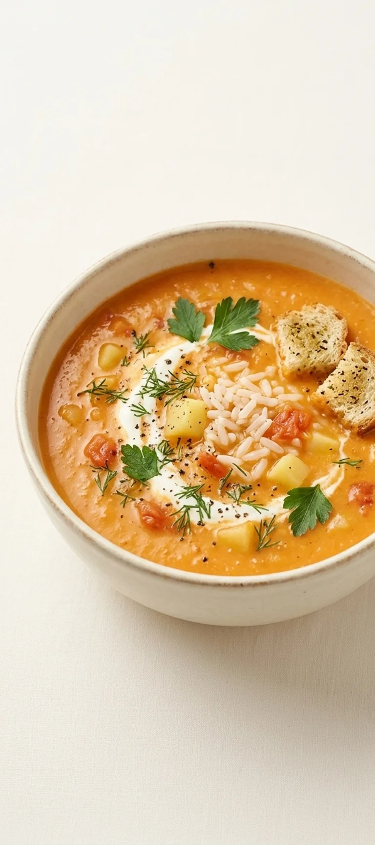 Морковный суп-пюре с рисом и помидорами — рецепт с фото