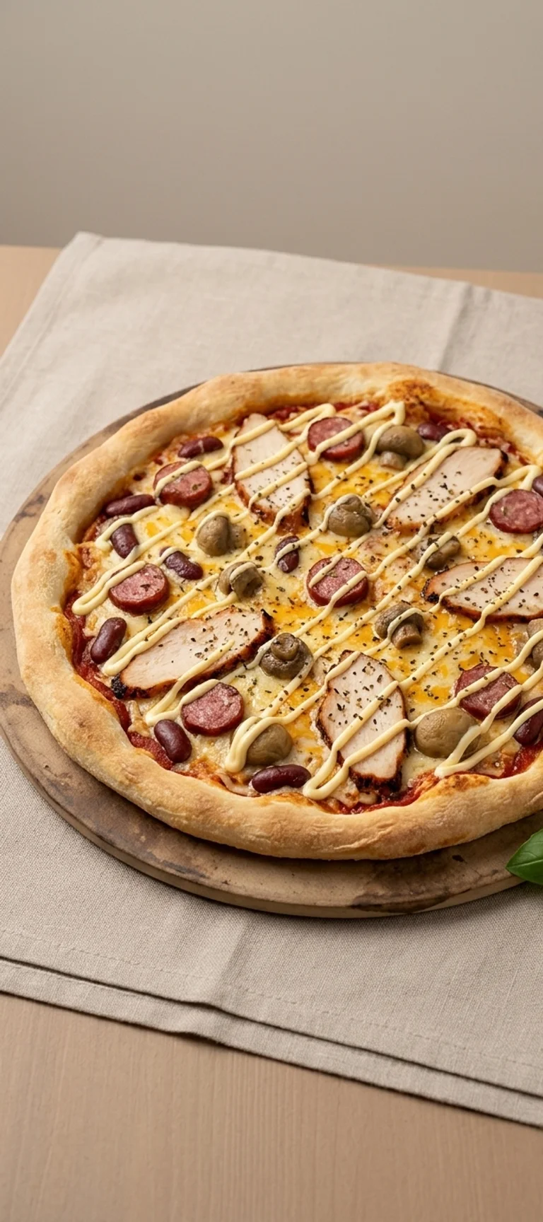 Пицца с копченой курицей и грибами на скорую руку — рецепт с фото