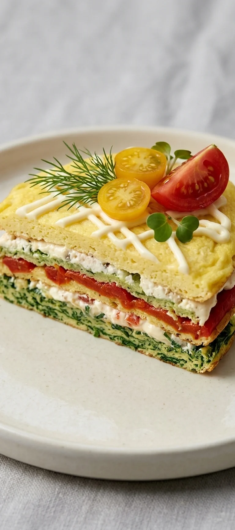 Слоеный закусочный торт из омлетов с сыром — рецепт с фото