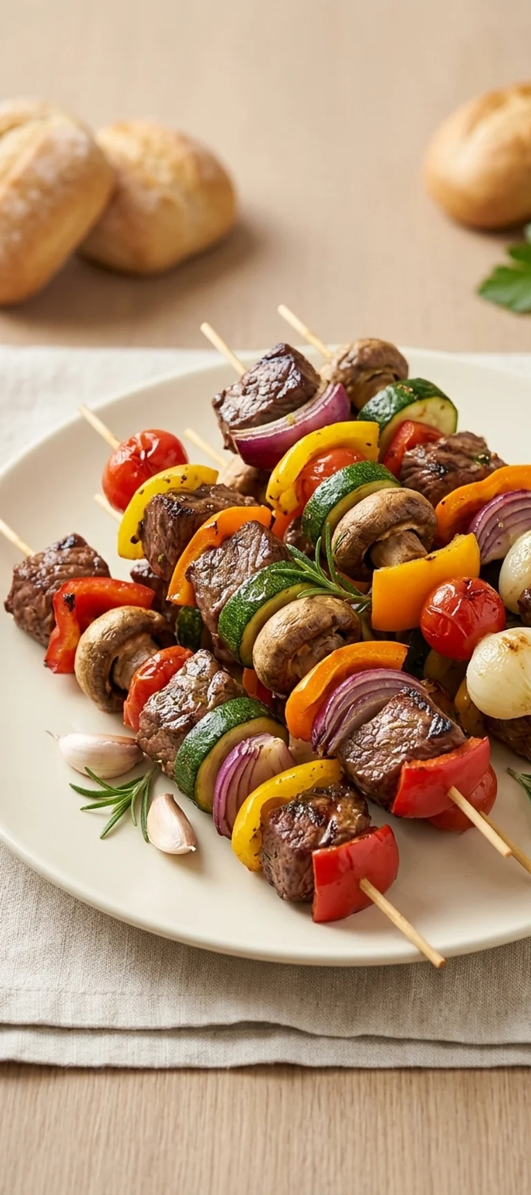 Мясные и овощные шашлычки на гриле — рецепт с фото