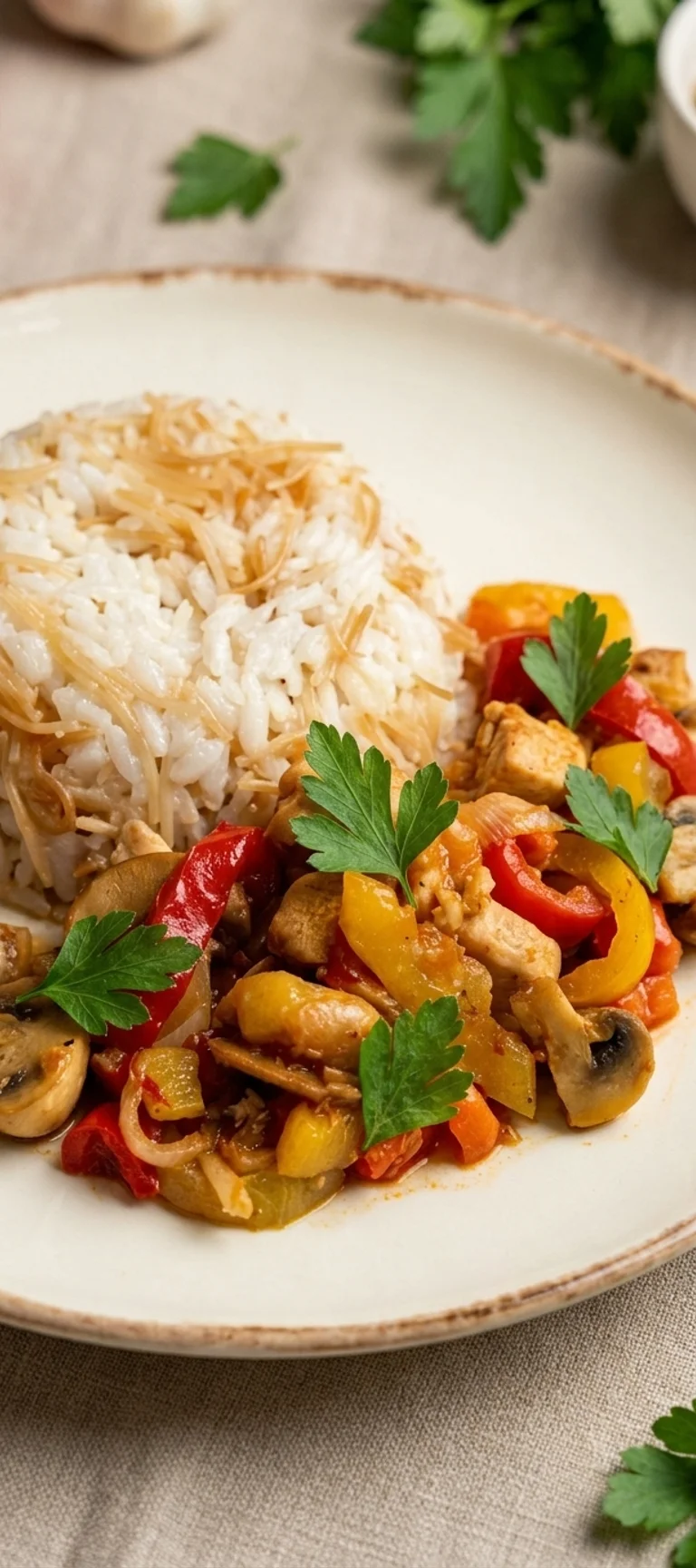 Куриное филе с грибами и овощами на сковороде — рецепт с фото