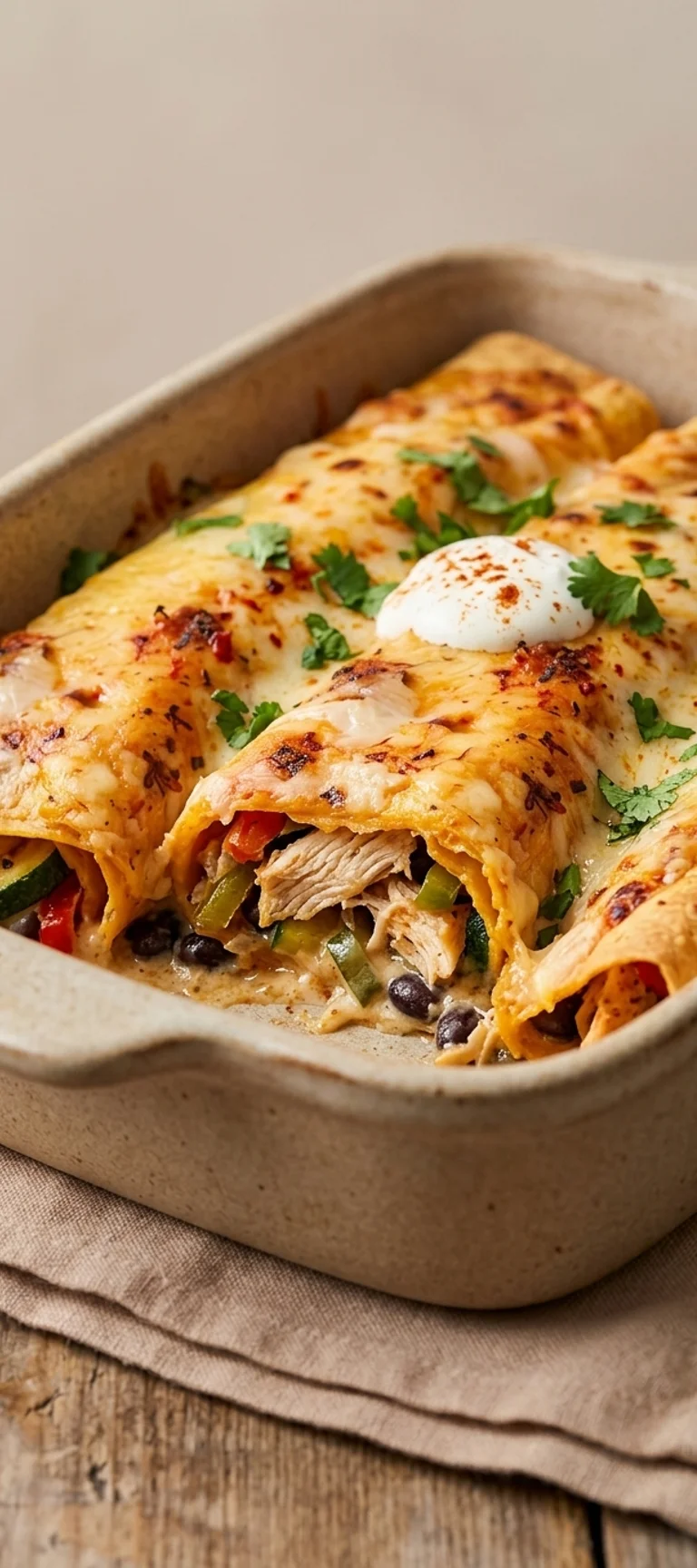Энчиладос с курицей и овощами под сыром — рецепт с фото