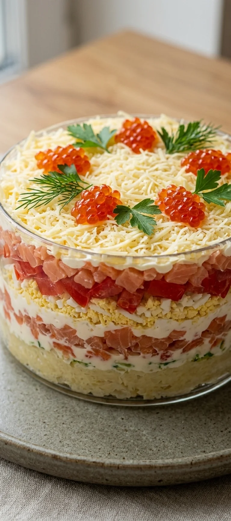Слоеный салат с семгой и помидорами — рецепт с фото