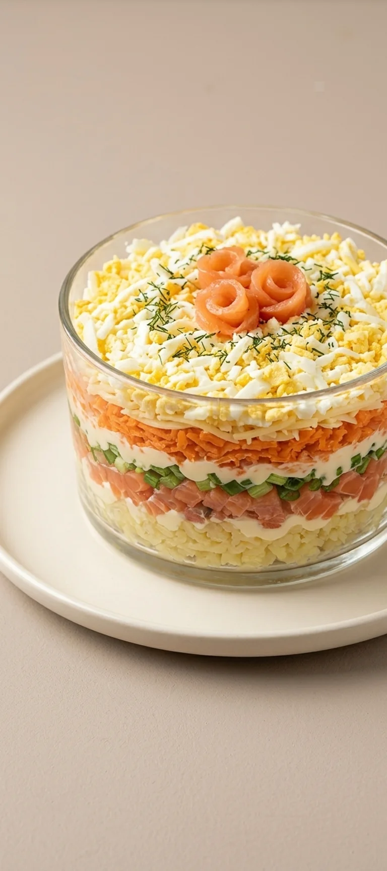 Слоеный салат с семгой и яйцом — рецепт с фото