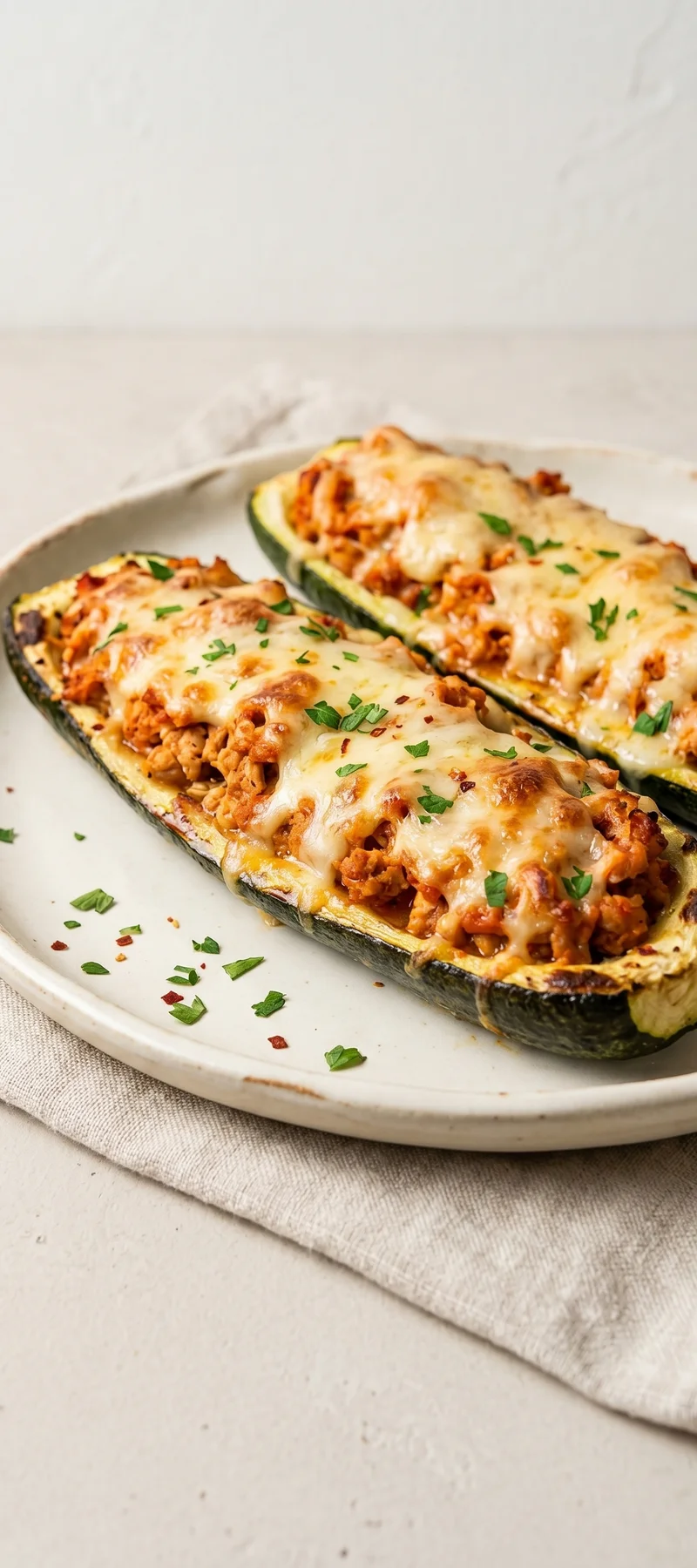 Кабачки-лодочки с куриным фаршом — рецепт с фото