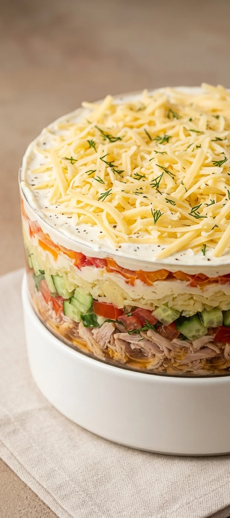 Слоеный салат с копчеными окорочками — рецепт с фото