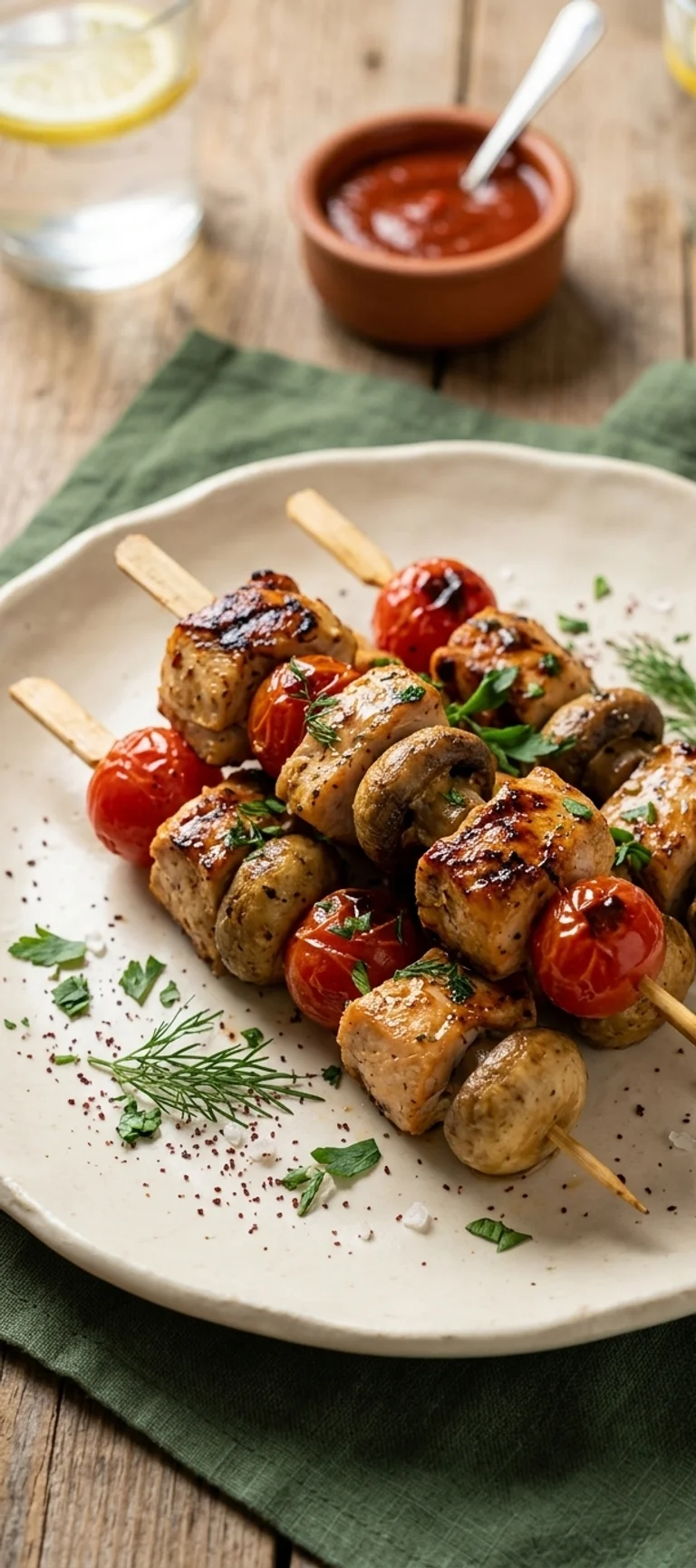 Шашлычки из курицы с грибами и помидорами — рецепт с фото