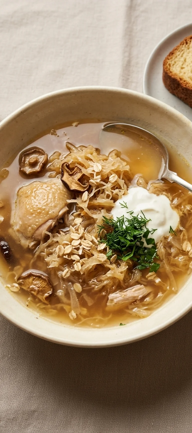 Щи с квашеной капустой на курином бульоне — рецепт с фото