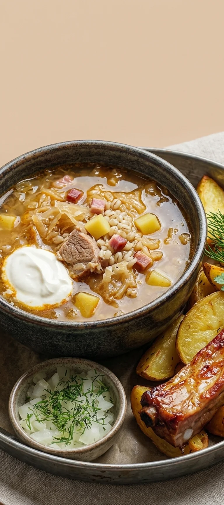 Щи с ячневой крупой и копченым беконом — рецепт с фото
