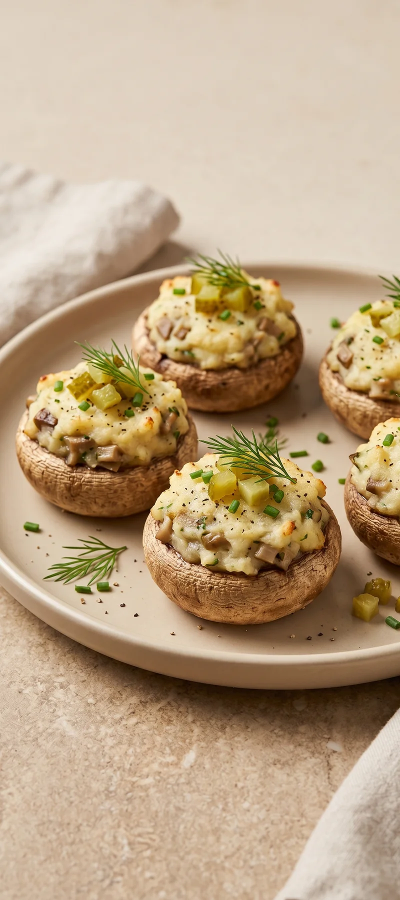 Шампиньоны, фаршированные пюре с огурцом — рецепт с фото