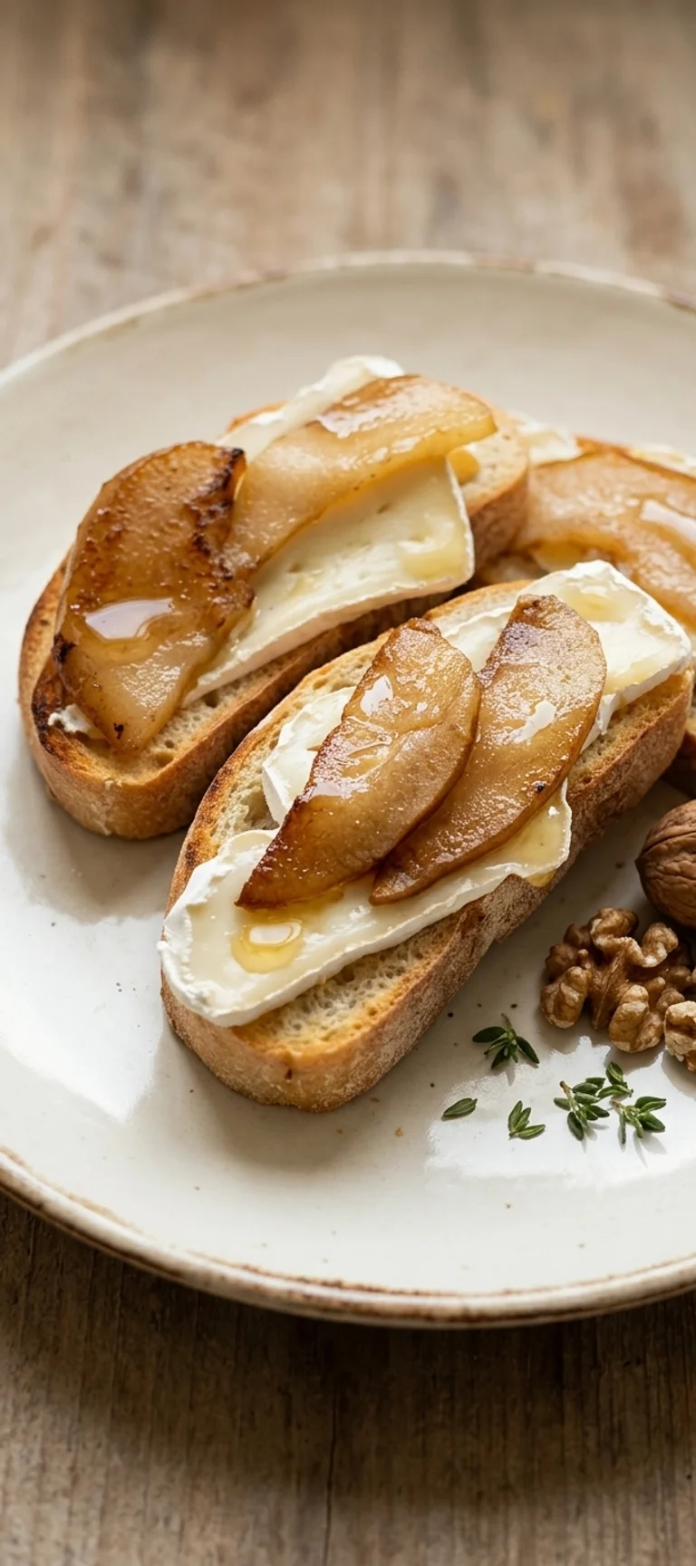 Брускетта с грушей, камамбером и медом — рецепт с фото