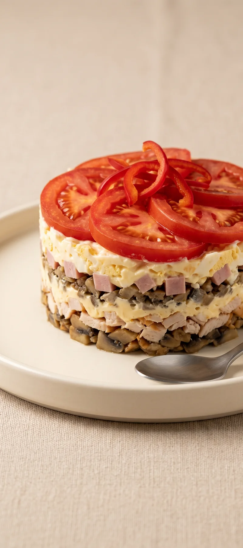 Слоёный салат с грибами и курицей — рецепт с фото