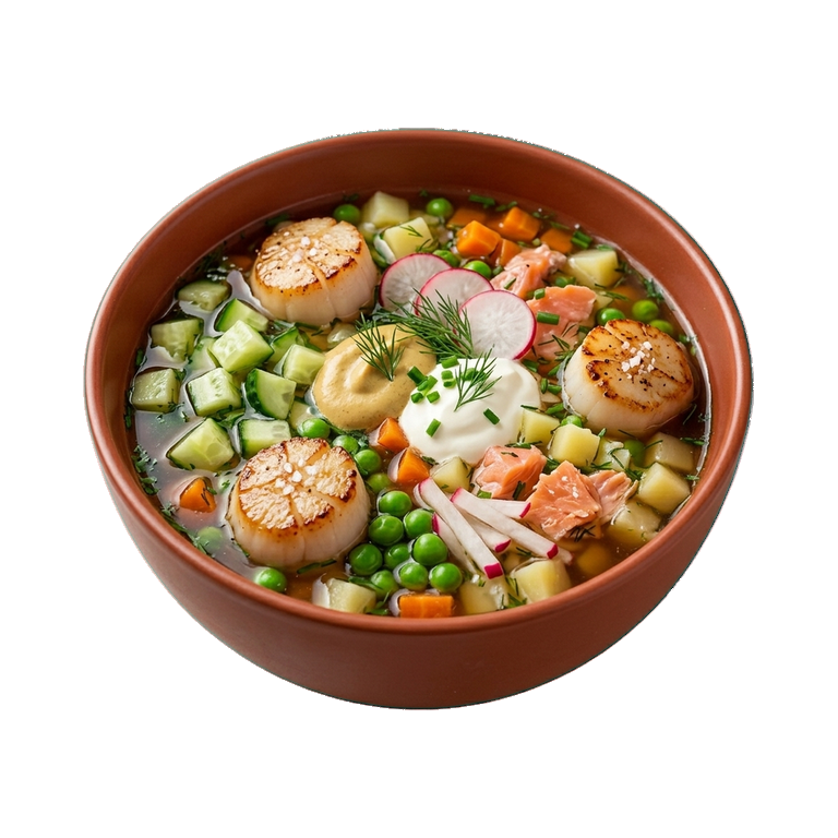 Окрошка с морскими гребешками — иконка рецепта