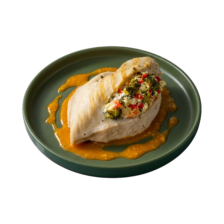 Паровая куриная грудка с овощной начинкой и мандариновым соусом — иконка рецепта
