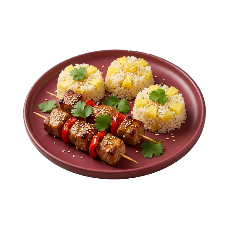 Свиные шашлыки с перцем и ананасовым рисом — иконка рецепта