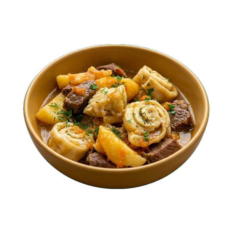 Украинские нудли с говядиной и картофелем — иконка рецепта