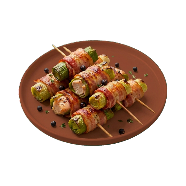 Шашлык из курицы с беконом и пореем — иконка рецепта
