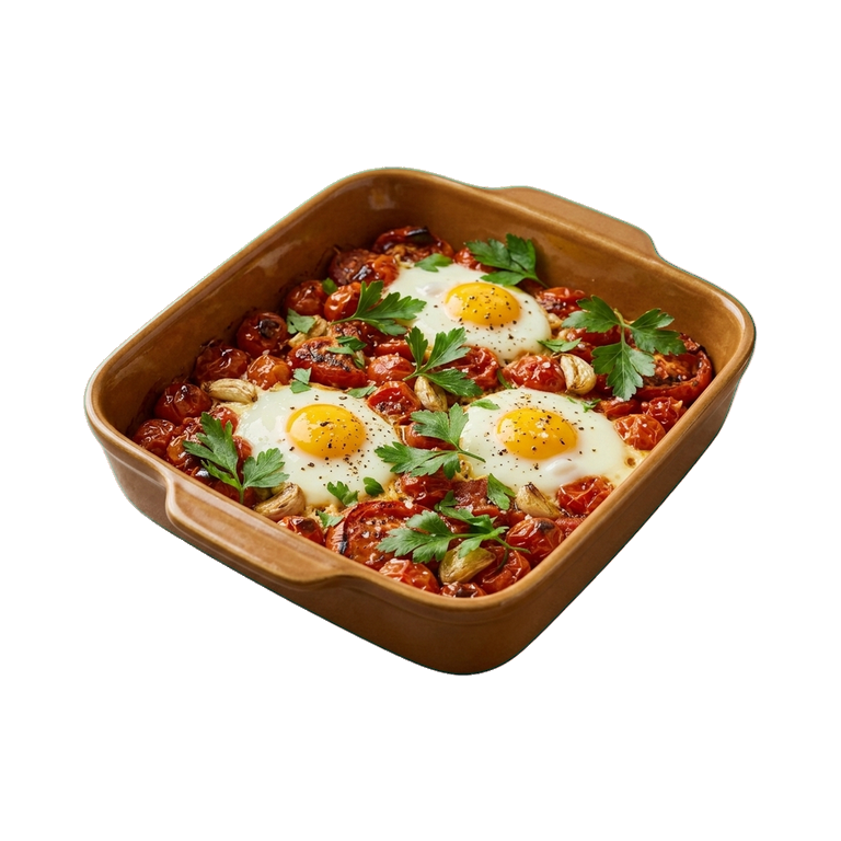 Запеченные яйца с помидорами и чесноком — иконка рецепта