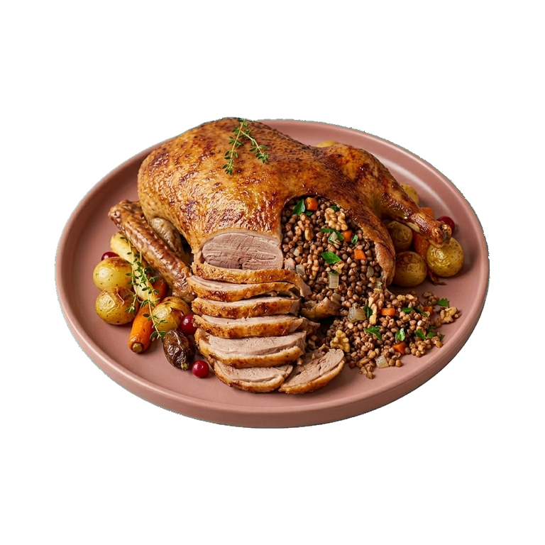 Гусь с гречкой и орехами в печи — иконка рецепта