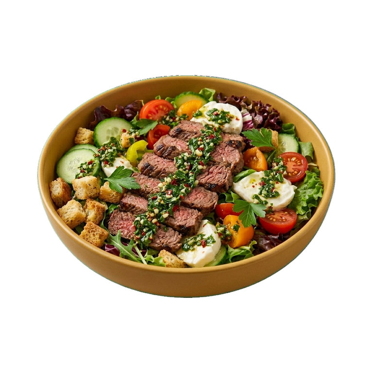 Мясной салат с овощами, моцареллой и чимичурри — иконка рецепта