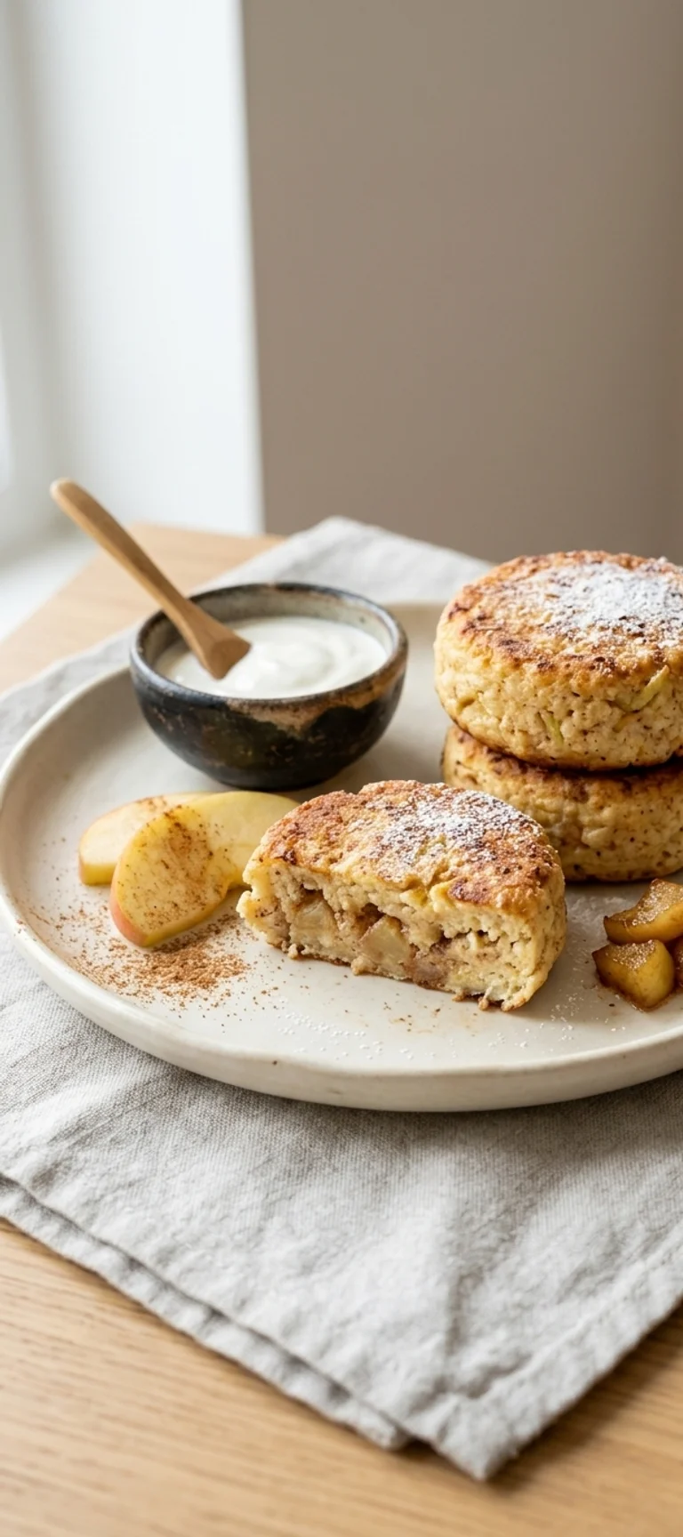 Запечённые сырники с яблоком и корицей — рецепт с фото