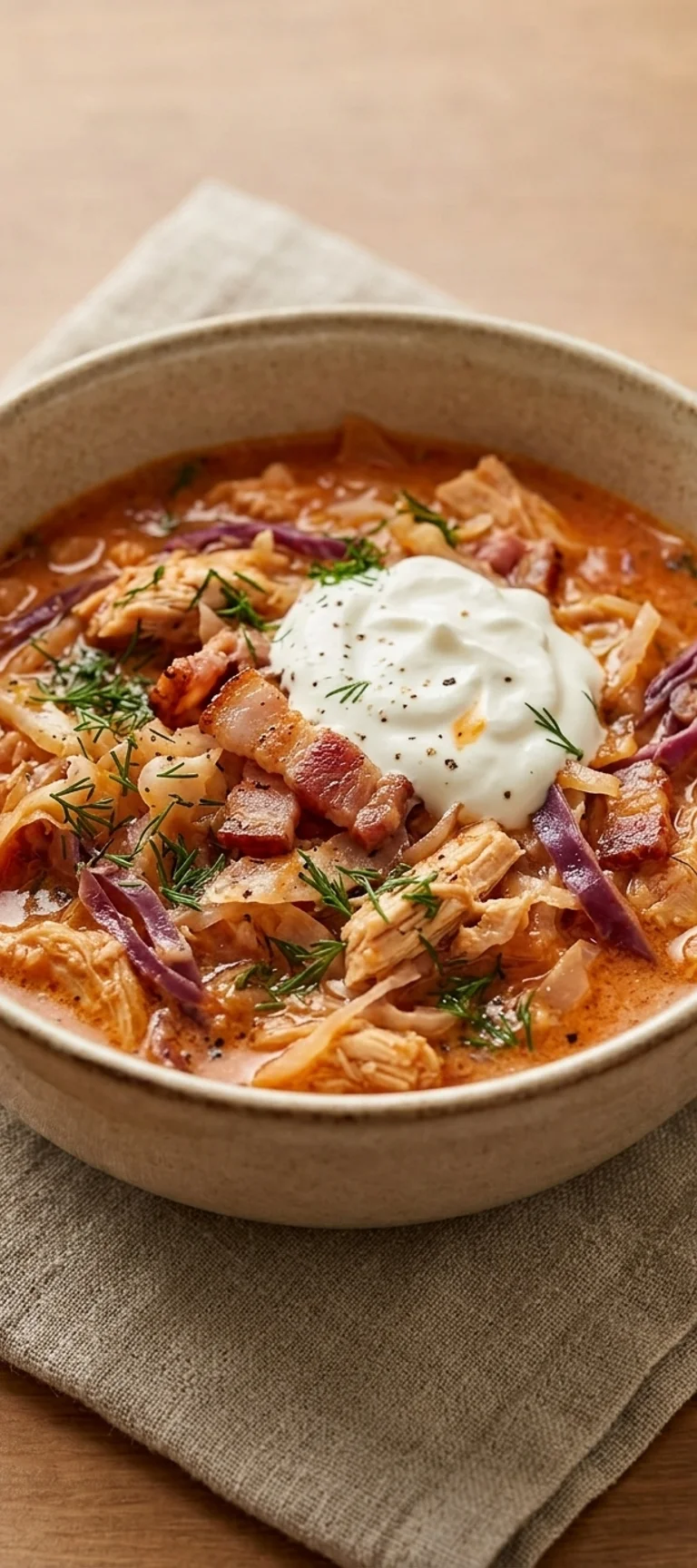 Солянка из курицы с беконом и сметаной — рецепт с фото