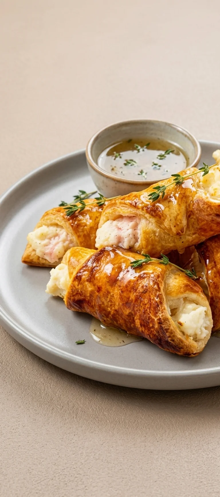 Слойки с творожным сыром и тимьяновым соусом — рецепт с фото