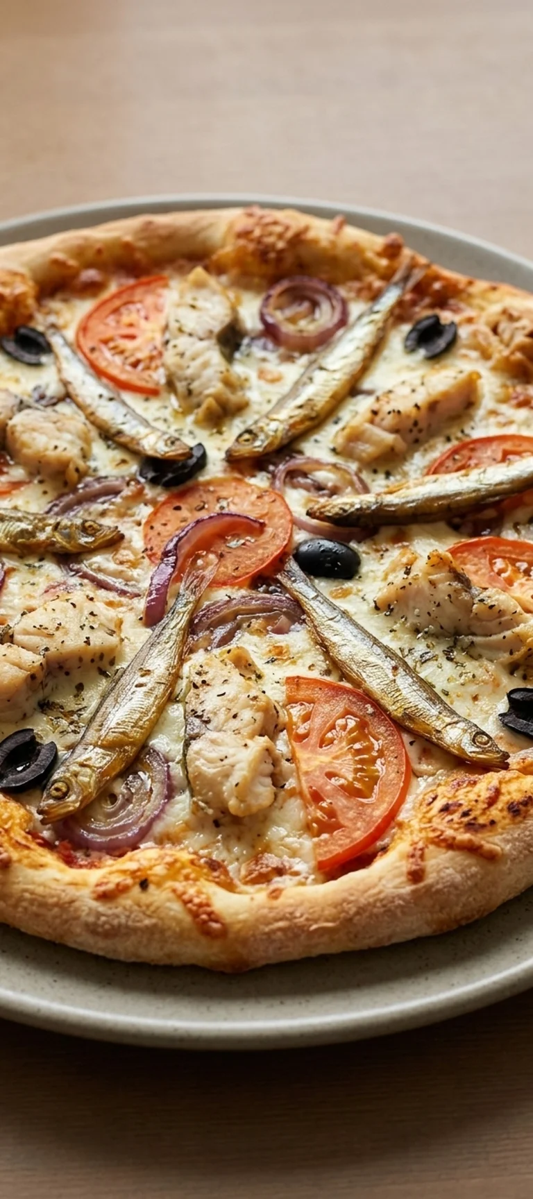 Пицца с морской щукой и копченой мойвой — рецепт с фото