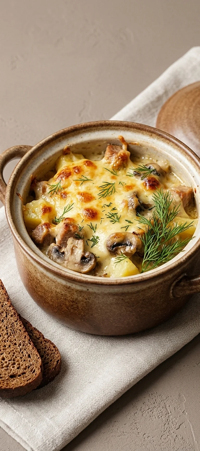 Свинина с картофелем и грибами в горшочках — рецепт с фото