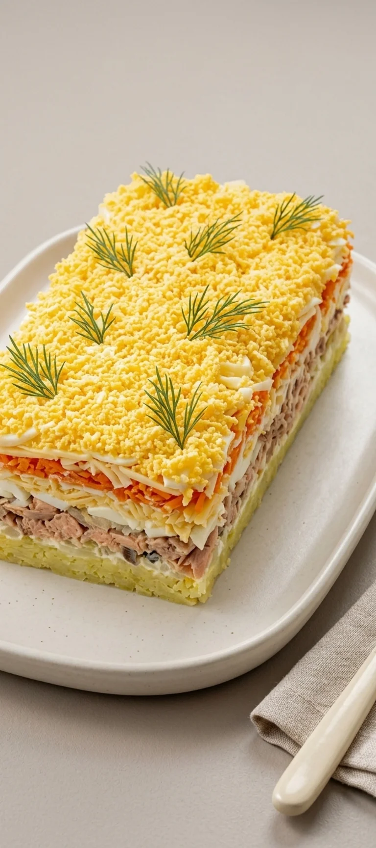 Слоёный салат с копчёной горбушей и сыром — рецепт с фото